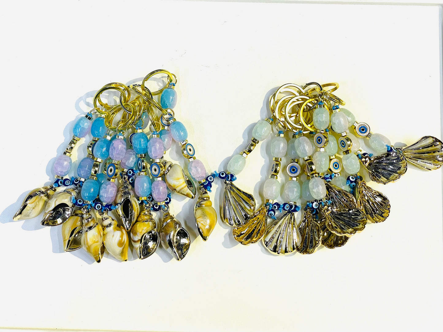 Ocean Themed Keychains Shell,Trendy Eye Bead Bag Charms for Women,Natural Shells Keychain Gifts,Perfect For Keys,Handbags,Backpacks Or Purse