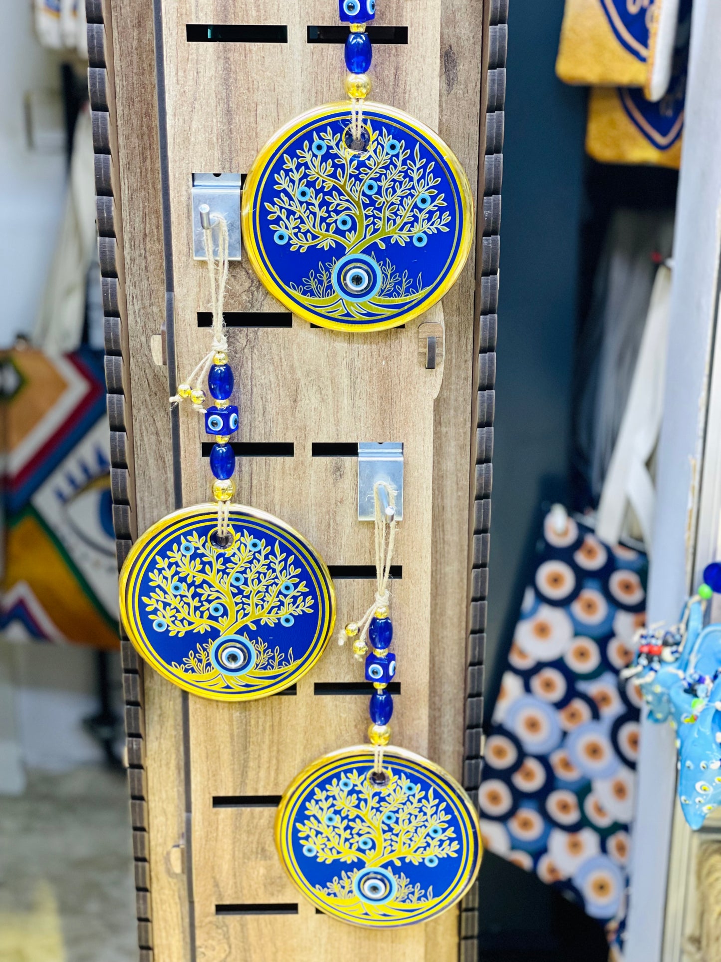 Tree Of Life Blue Eye Gold Stunning Christmas Charm,Unique Good Luck Gift Wall Hanging,Mandala Christmas Ornaments, turkish ornaments,Good Luck Gift