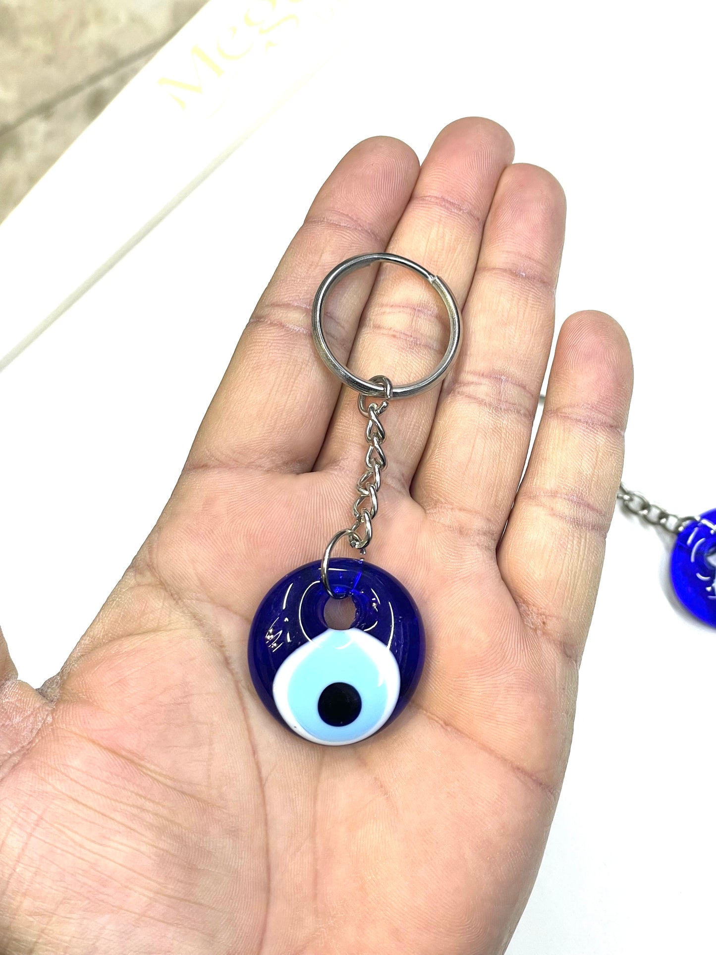 Glass Evil Eye Keychain,Minimalist Keychain,Blue Evil Eye Keyring,UniqueGift for Protection,Handmade Turkish Ornaments,Modern Boho Keychain