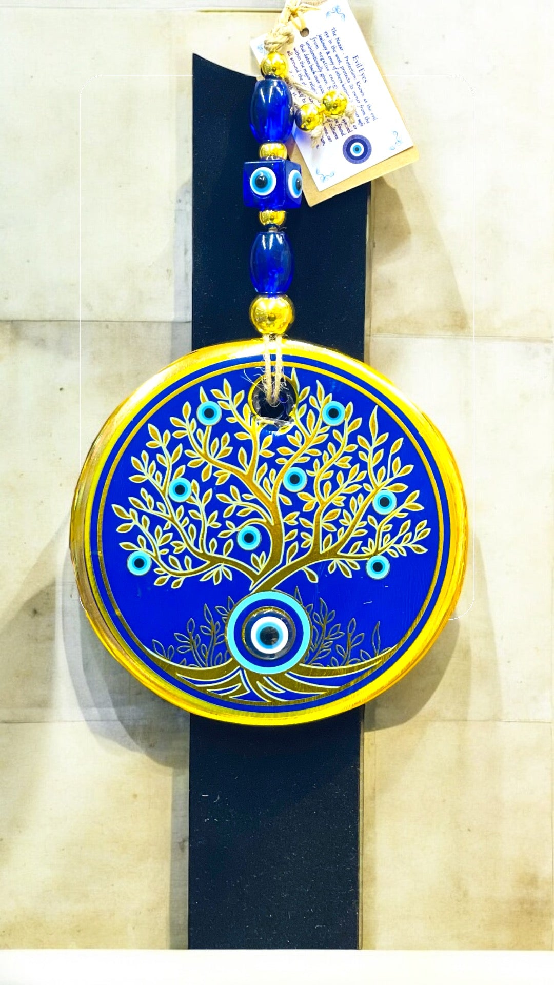 Tree Of Life Blue Eye Gold Stunning Christmas Charm,Unique Good Luck Gift Wall Hanging,Mandala Christmas Ornaments, turkish ornaments,Good Luck Gift