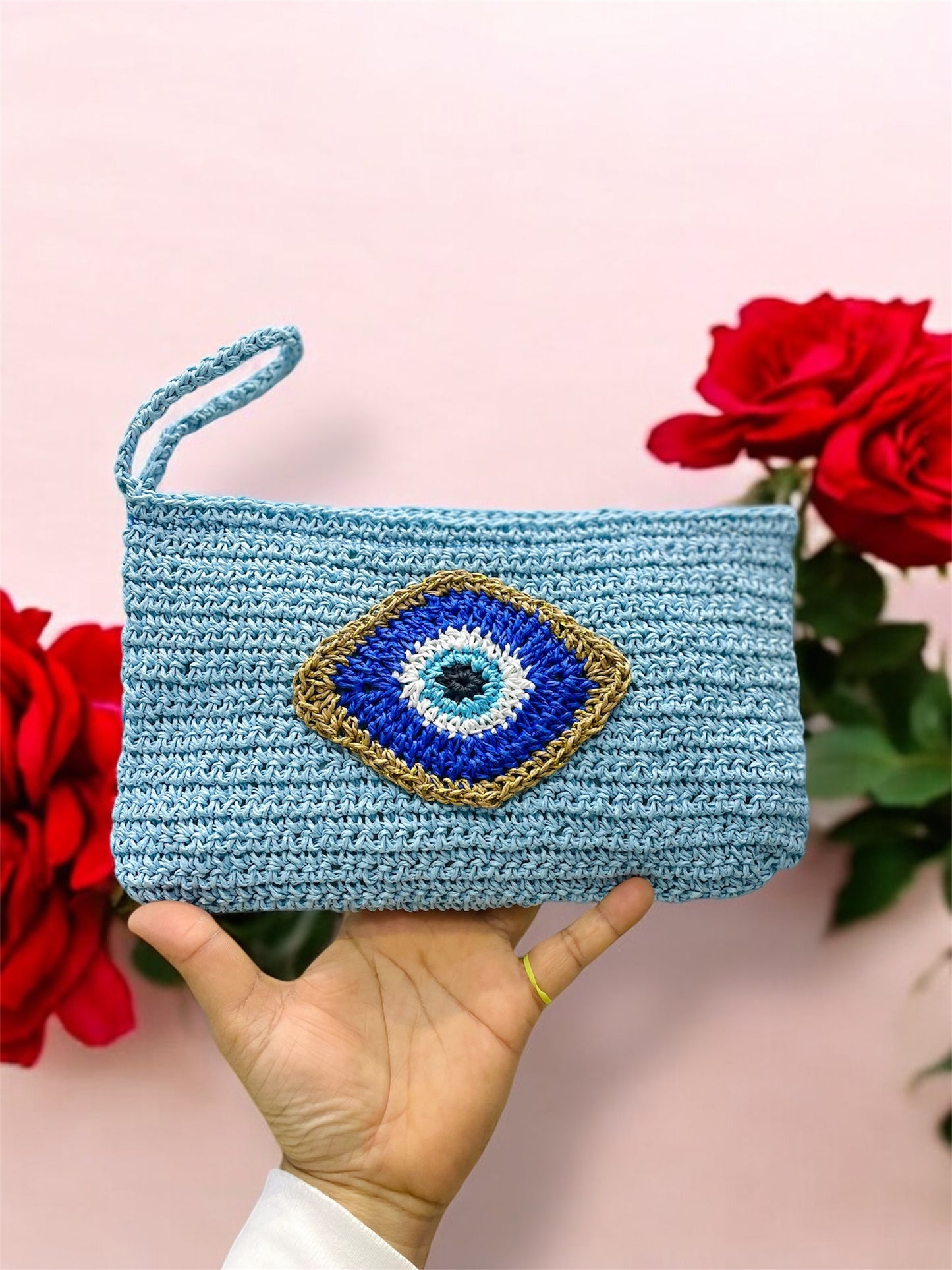 Handmade Macrame Bags,Evil Eye Clutch Bags,Purses,iPad Case,Handbags Macreme,Unique Purse,Ethnic Style Purse, Makeup bag,Boho Eye ipad cover