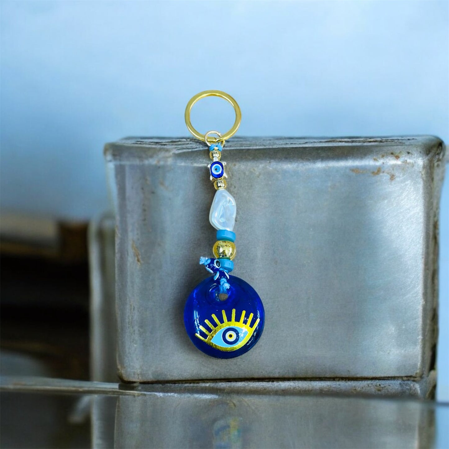 Cute Women Keychain With Turtle-Shaped Beads,Bag Charm,Glass Eye Keychain,New Home Gift,Good Luck Charm,Christmas Ornaments,Gift Idea