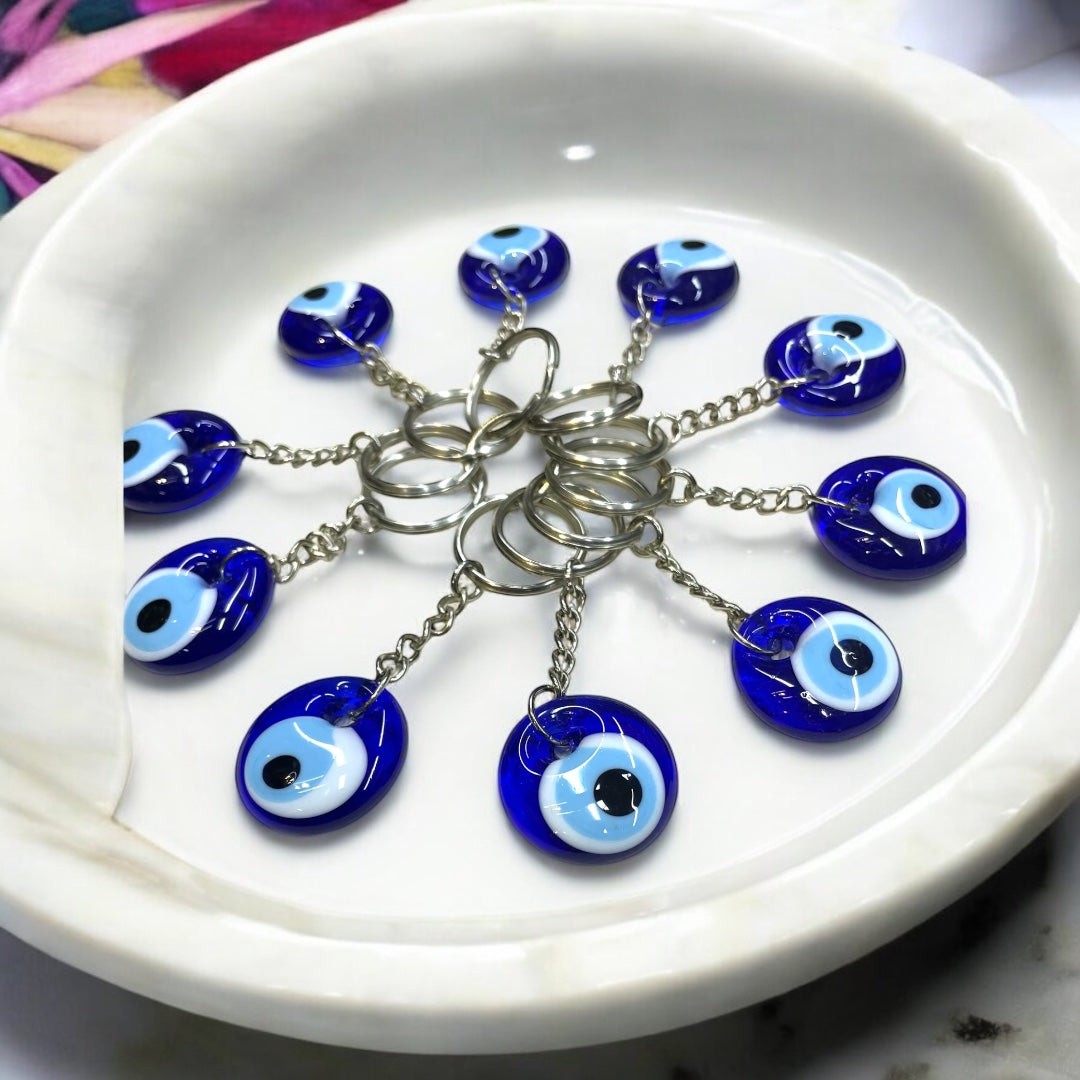 Glass Evil Eye Keychain,Minimalist Keychain,Blue Evil Eye Keyring,UniqueGift for Protection,Handmade Turkish Ornaments,Modern Boho Keychain