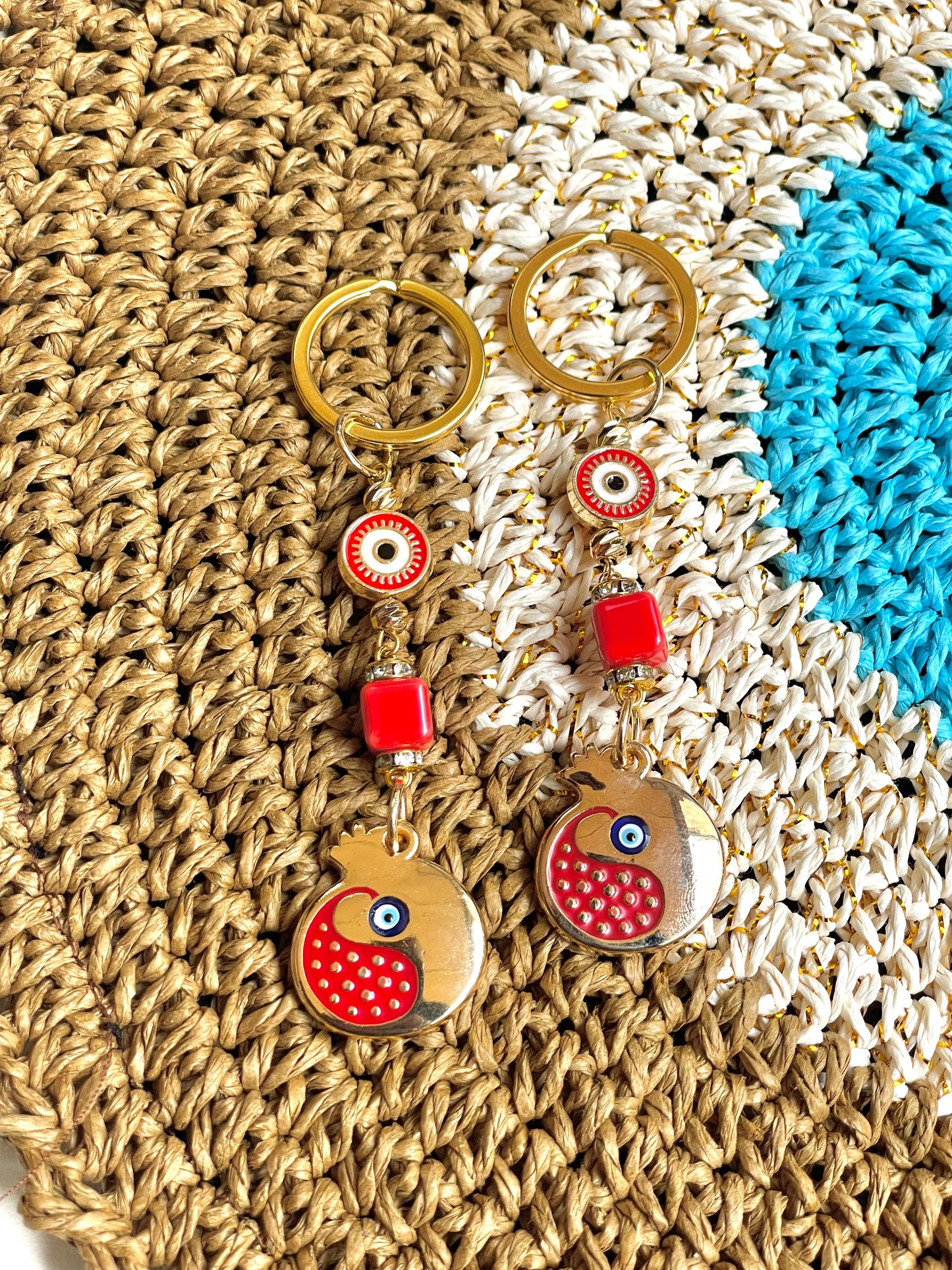 Pomegranate Keychain Charm,Handcrafted Prosperity Symbol Keyring,Pomegranate Lover Fruit Inspired Gifts,Fruit Keychain,Vegan Inspired Gifts
