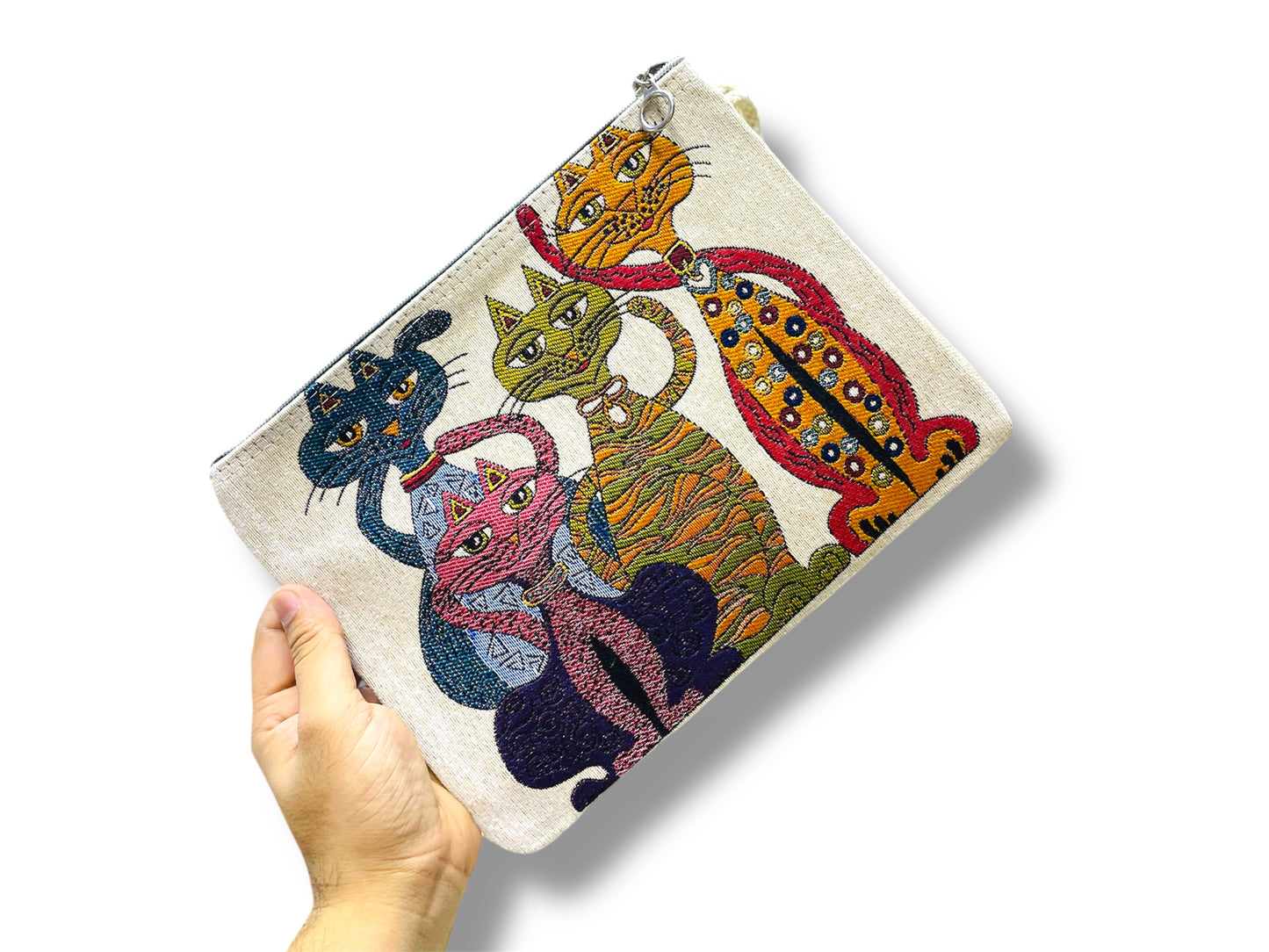 Handcrafted Turkish Cat-Themed Tapestry Bag Durable and Eco-Friendly Design Organiser,Accessory Gift for Daily Use,Unique Cat Lover Gift Bag