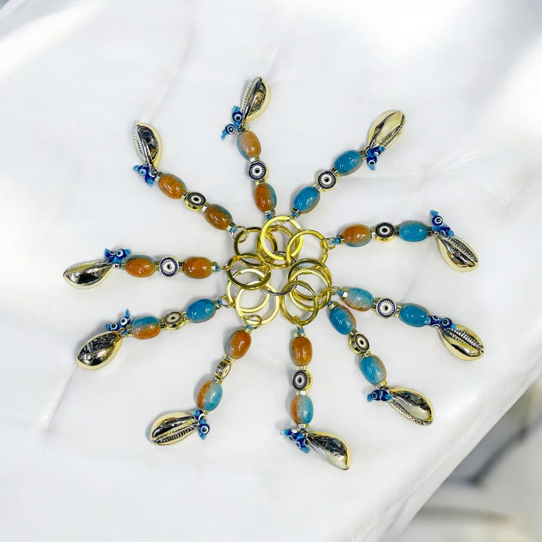 Ocean Themed Keychains Shell,Trendy Eye Bead Bag Charms for Women,Natural Shells Keychain Gifts,Perfect For Keys,Handbags,Backpacks Or Purse