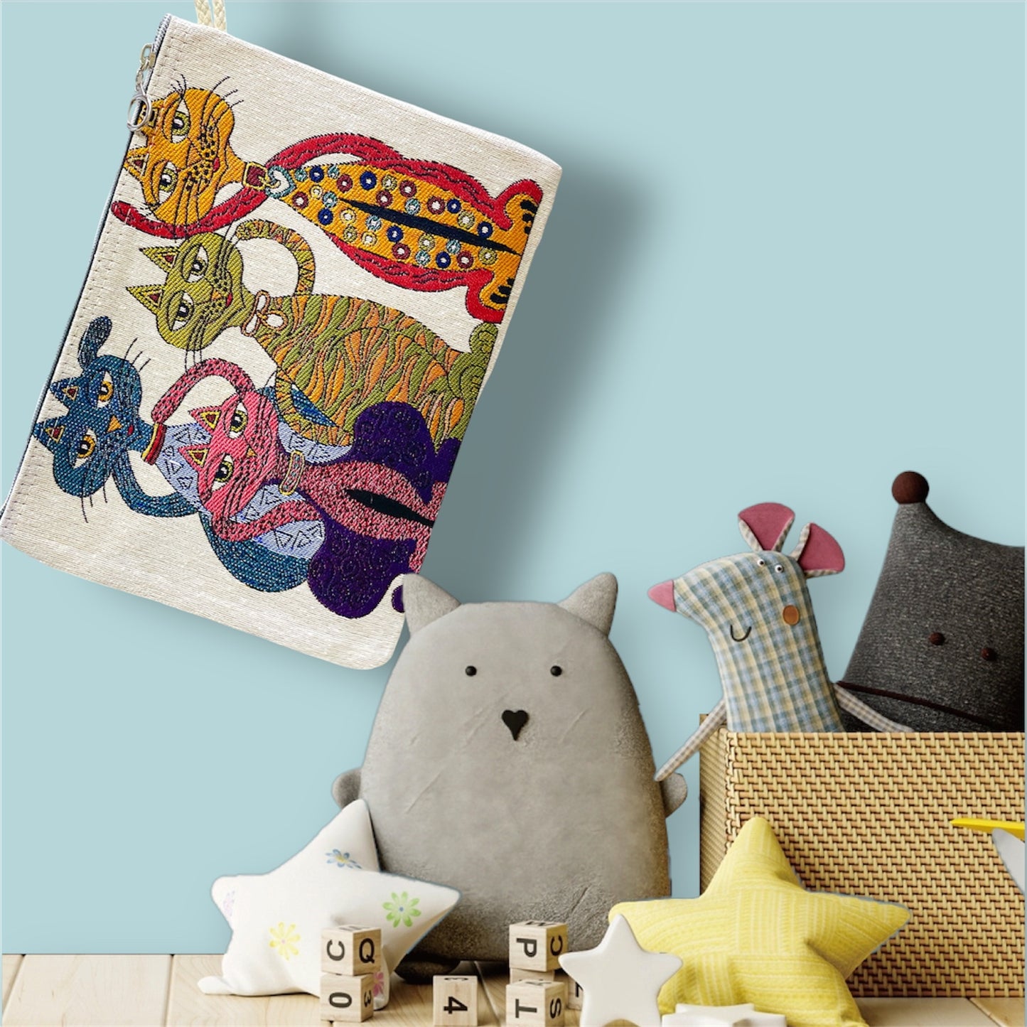 Handcrafted Turkish Cat-Themed Tapestry Bag Durable and Eco-Friendly Design Organiser,Accessory Gift for Daily Use,Unique Cat Lover Gift Bag
