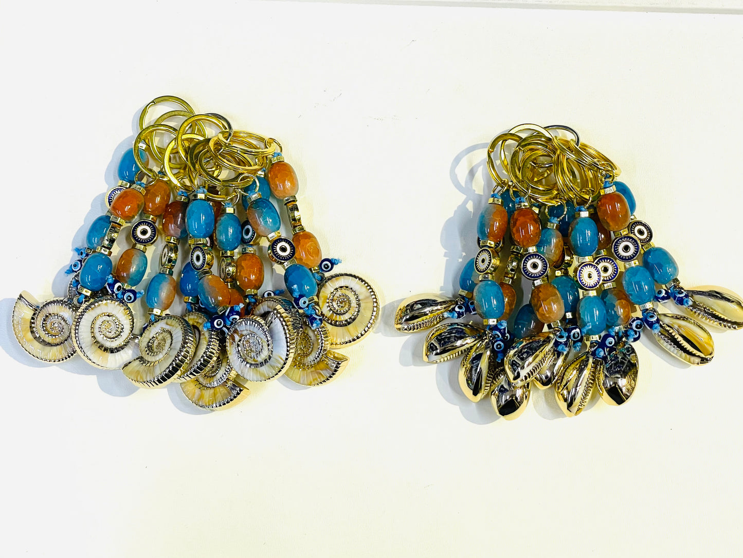 Ocean Themed Keychains Shell,Trendy Eye Bead Bag Charms for Women,Natural Shells Keychain Gifts,Perfect For Keys,Handbags,Backpacks Or Purse