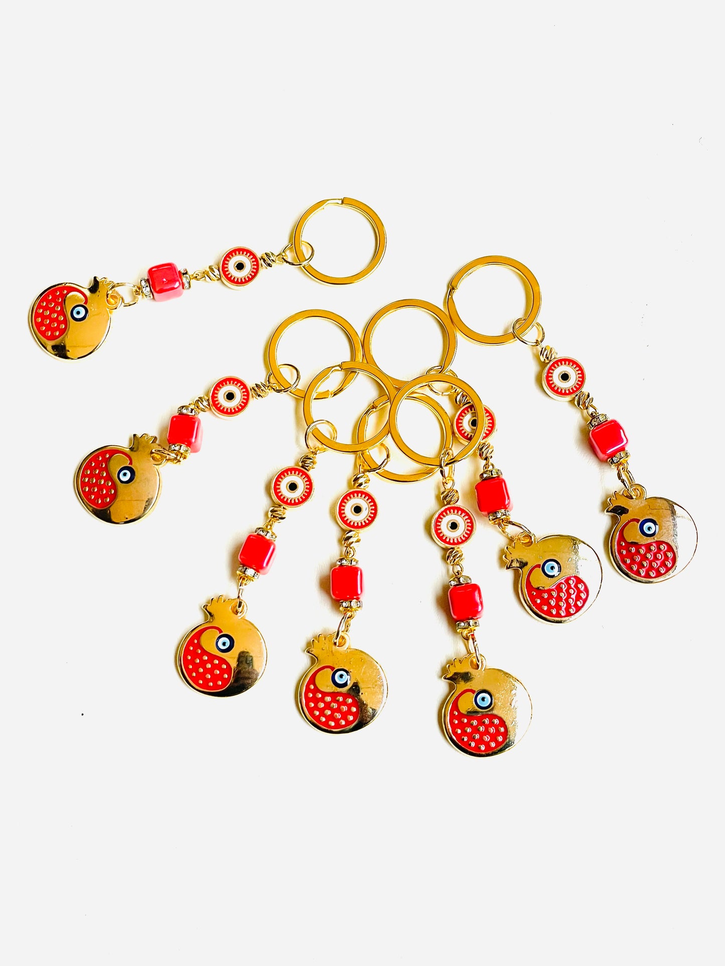 Pomegranate Keychain Charm,Handcrafted Prosperity Symbol Keyring,Pomegranate Lover Fruit Inspired Gifts,Fruit Keychain,Vegan Inspired Gifts