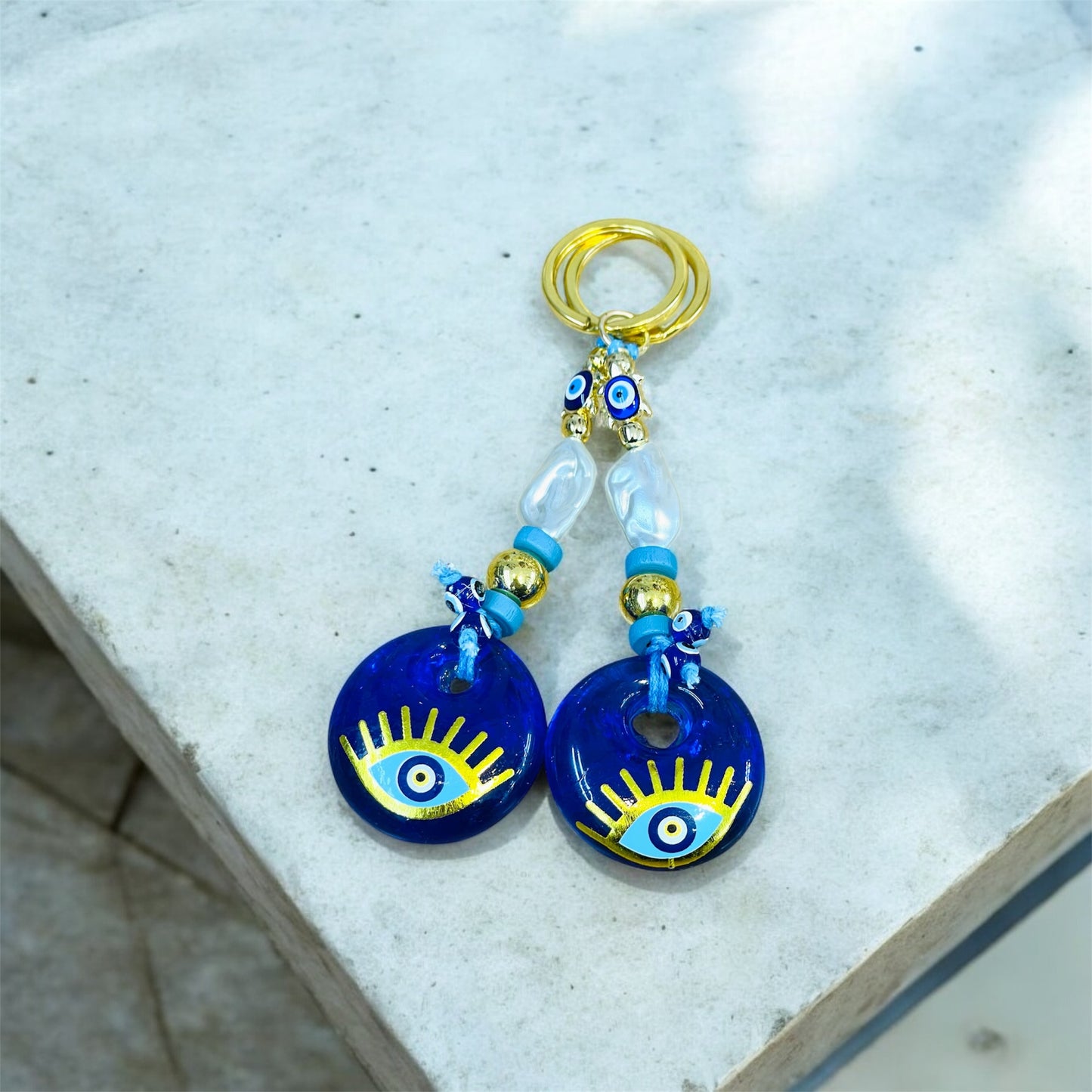Cute Women Keychain With Turtle-Shaped Beads,Bag Charm,Glass Eye Keychain,New Home Gift,Good Luck Charm,Christmas Ornaments,Gift Idea