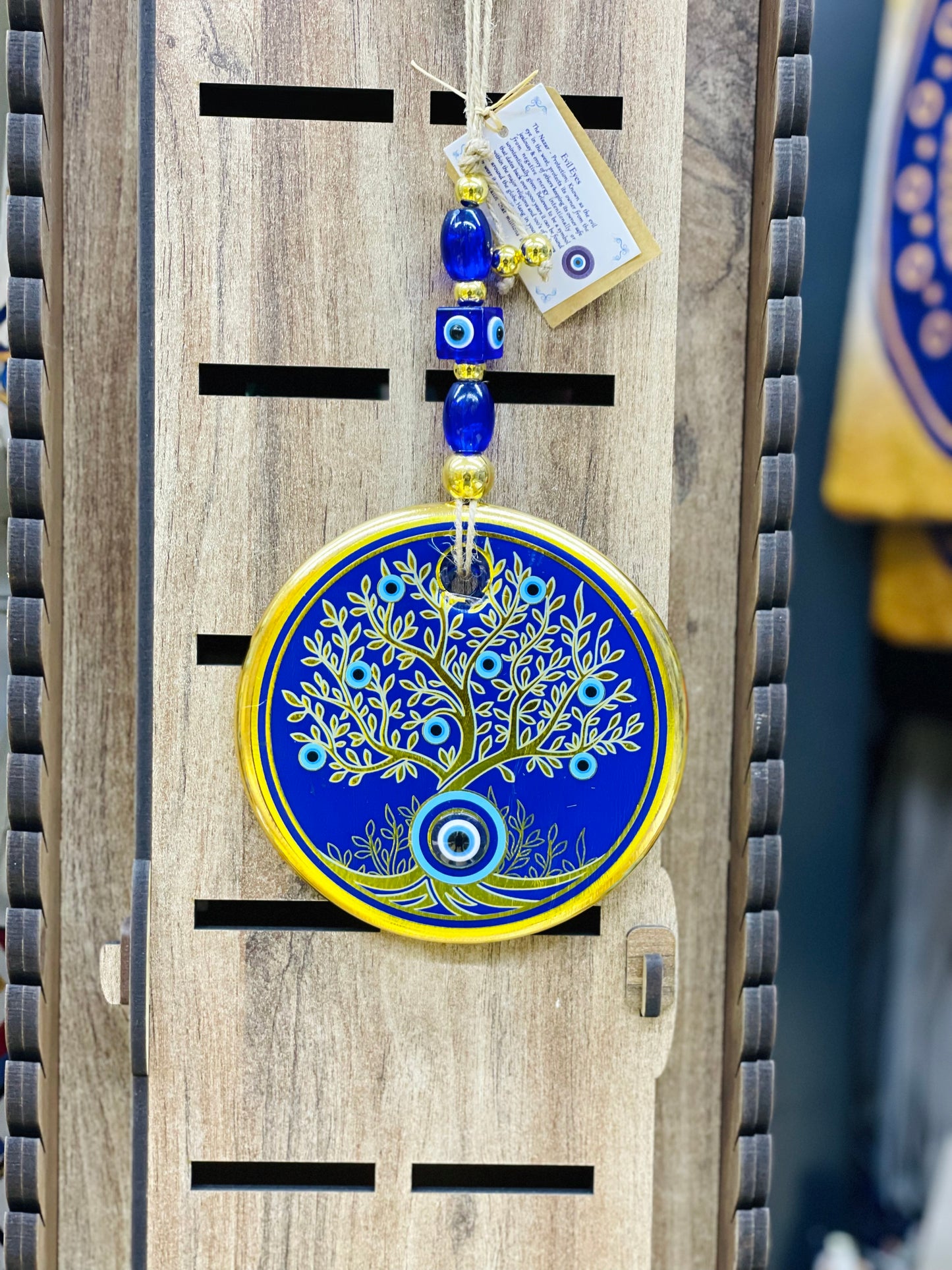Tree Of Life Blue Eye Gold Stunning Christmas Charm,Unique Good Luck Gift Wall Hanging,Mandala Christmas Ornaments, turkish ornaments,Good Luck Gift