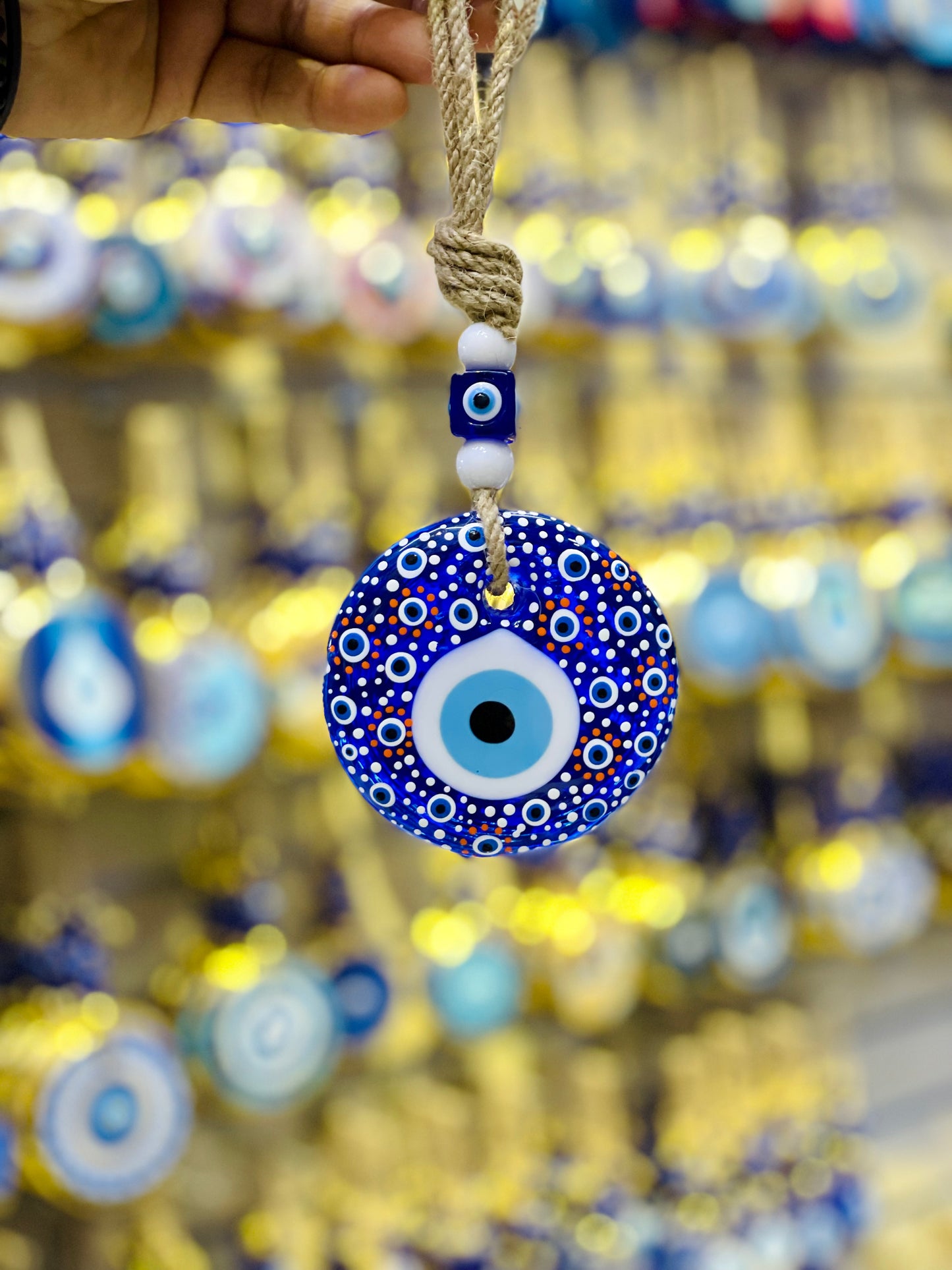Hand - Painted Greek Eyes Wall Hanging,Home Decor,Unique Christmas Gifts Blue Eye Beads, New Home Gift