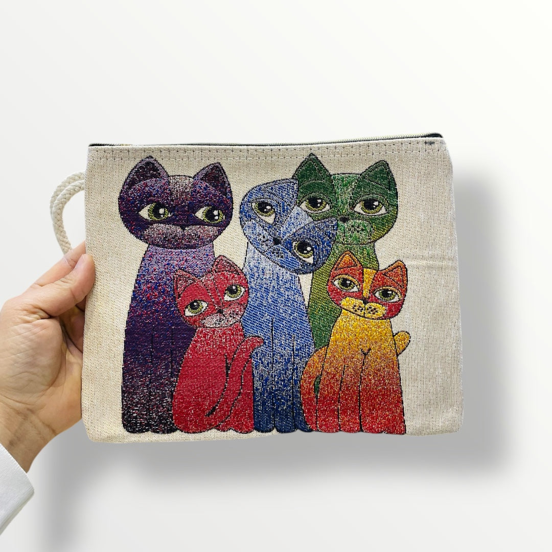 Cute Cat Themed Tapestry Bag,Family Cat Tote Bag,Handmade Cat Accessory ,Perfect As A Gift For Cat Lovers,Friends,Or Family,Durable fabric