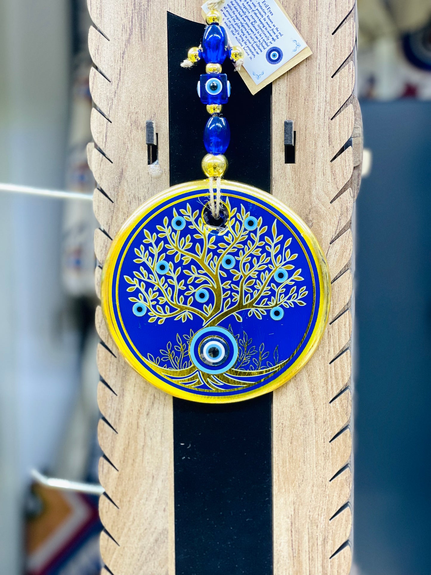 Tree Of Life Blue Eye Gold Stunning Christmas Charm,Unique Good Luck Gift Wall Hanging,Mandala Christmas Ornaments, turkish ornaments,Good Luck Gift