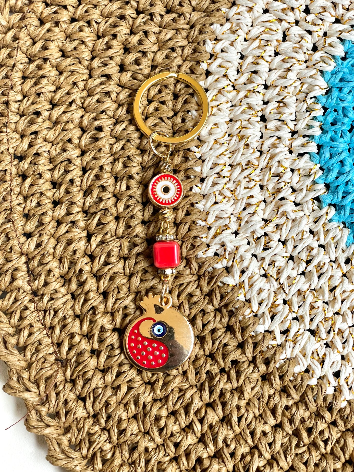 Pomegranate Keychain Charm,Handcrafted Prosperity Symbol Keyring,Pomegranate Lover Fruit Inspired Gifts,Fruit Keychain,Vegan Inspired Gifts