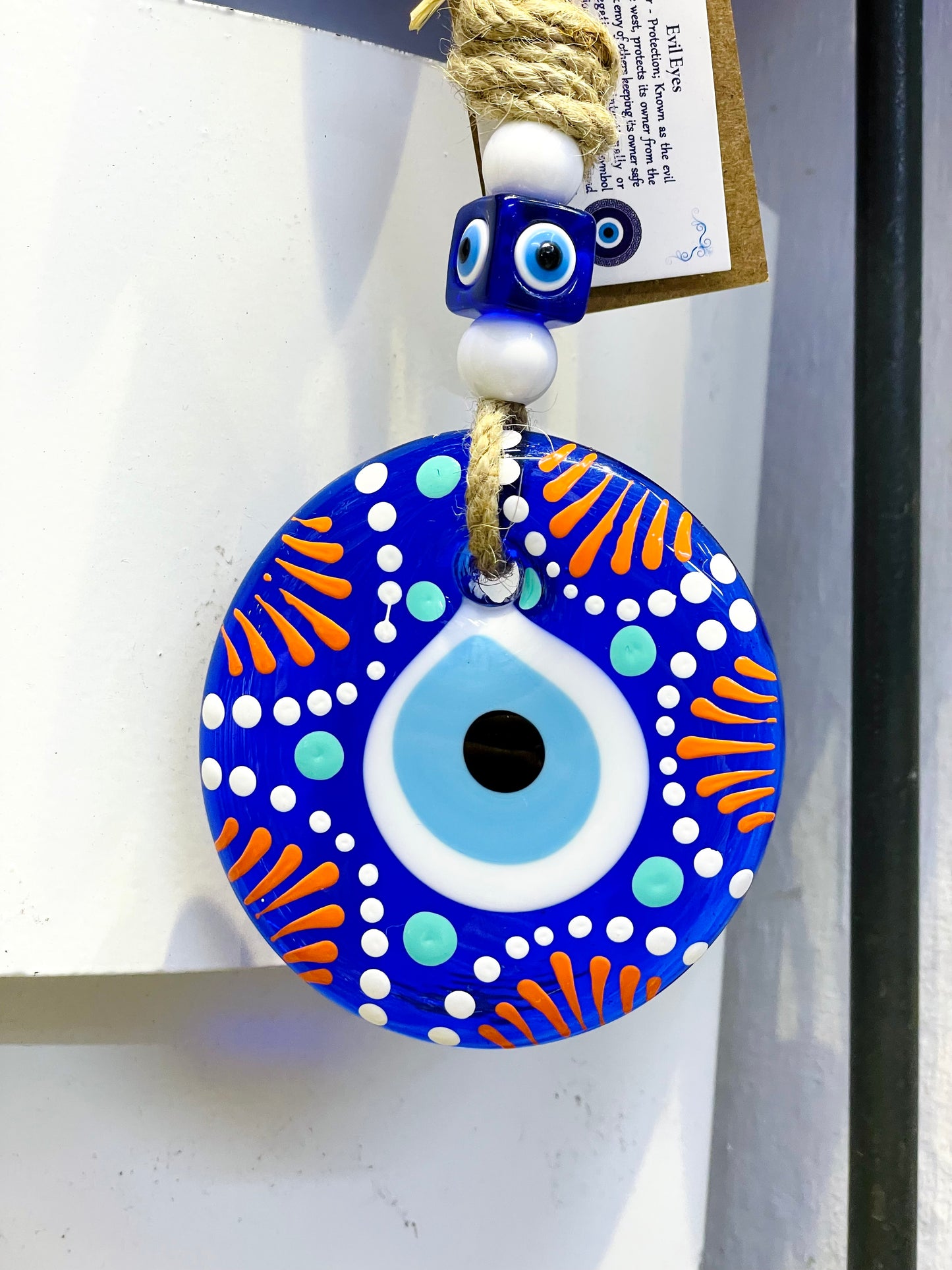 Hand - Painted Greek Eyes Wall Hanging,Home Decor,Unique Christmas Gifts Blue Eye Beads, New Home Gift
