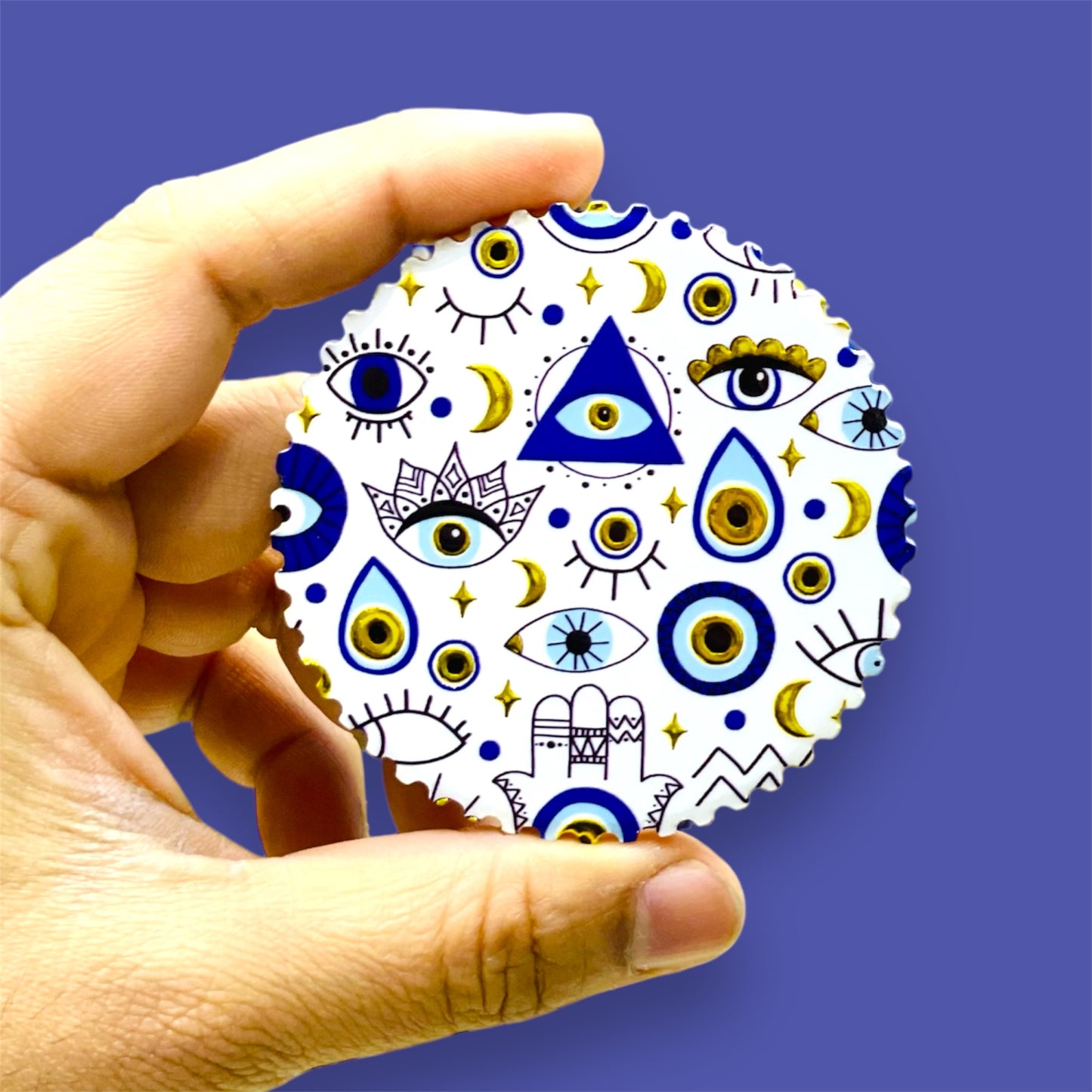 Ceramic Fridge Magnet,Blue Eye Mandala Design Unique Christmas Gifts,Christmas Ornaments,Gift ideas