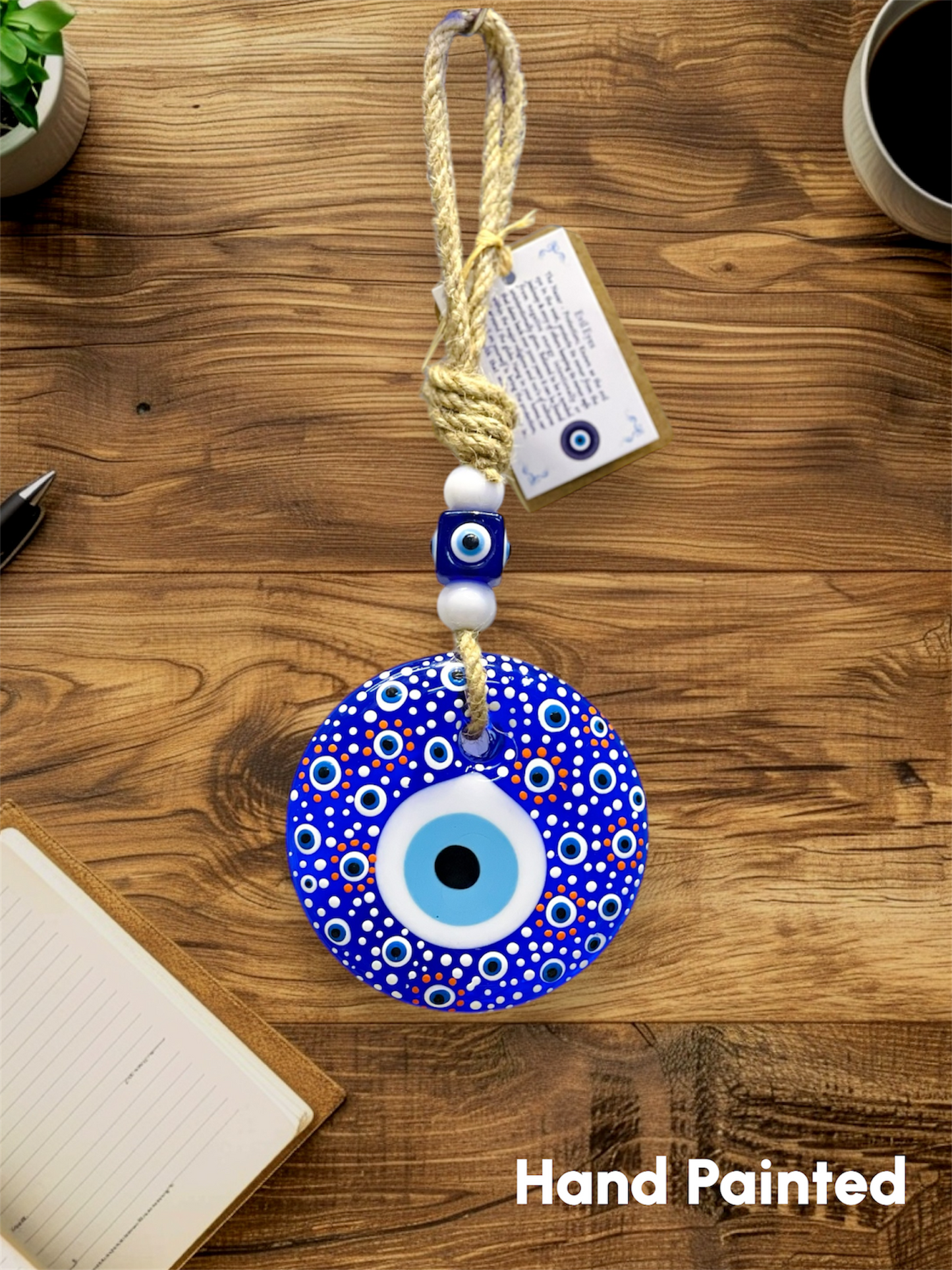 Hand - Painted Greek Eyes Wall Hanging,Home Decor,Unique Christmas Gifts Blue Eye Beads, New Home Gift