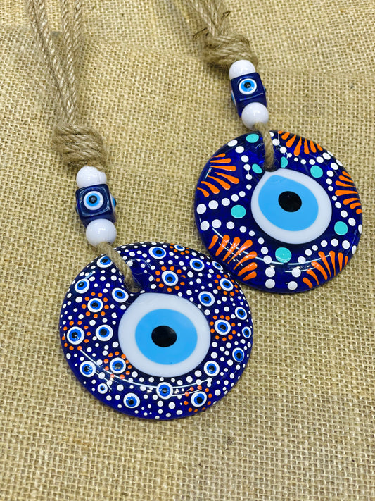 Hand - Painted Greek Eyes Wall Hanging,Home Decor,Unique Christmas Gifts Blue Eye Beads, New Home Gift