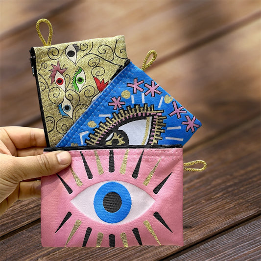 Handmade Blue Eyes Unique Beautiful & Abundance Design Coins Bags for Women, Christmas Gifts Bags