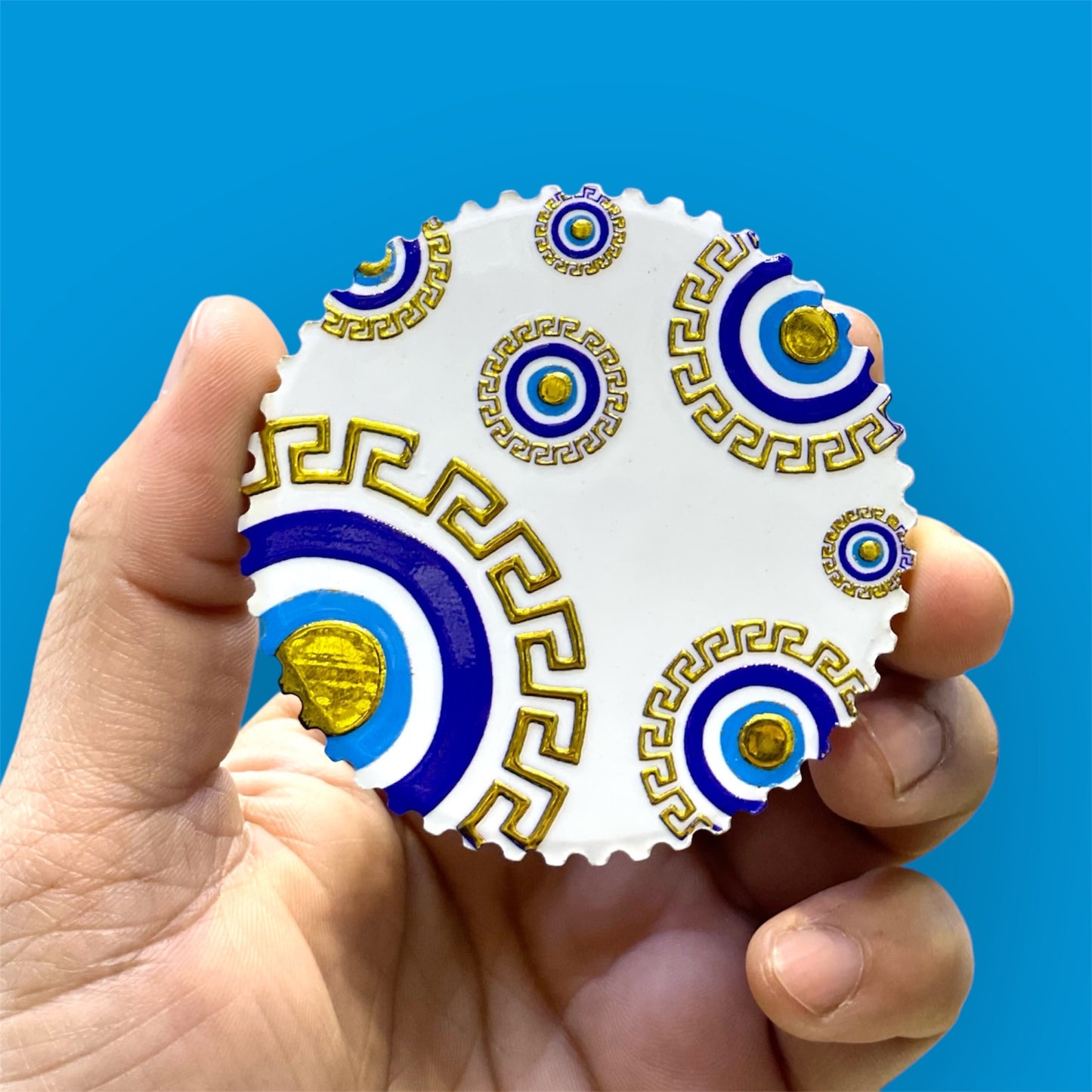 Ceramic Fridge Magnet,Blue Eye Mandala Design Unique Christmas Gifts,Christmas Ornaments,Gift ideas