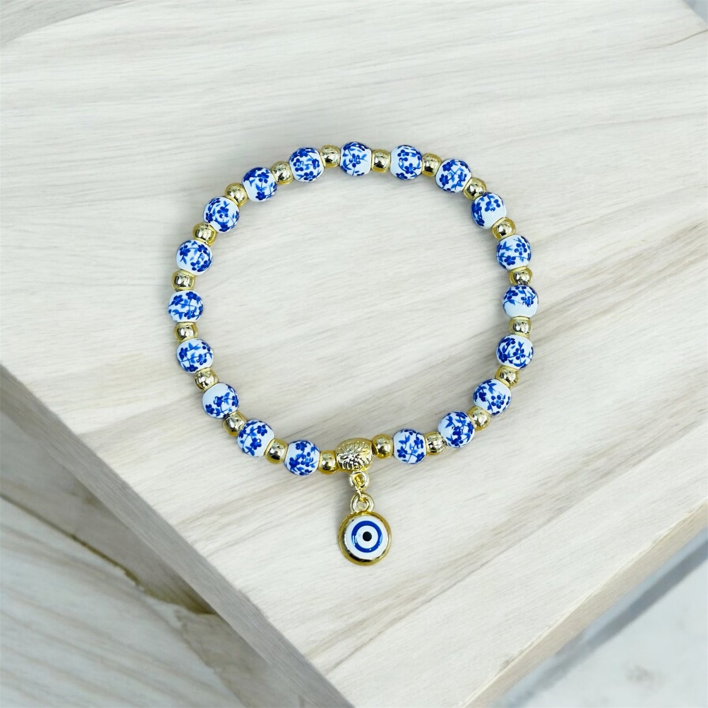 Women Ceramic Stone Blue Eye Bracelet,Glass Eye Bracelet Jewelry,Unique Eye Beads Minimalist Bracelet,Good Luck Charm Bracelet,ChristmasGift