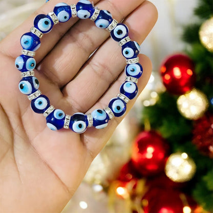 Women Blue Eye Bracelet,Glass Eye Bracelet Jewelry,Unique Eye Beads Minimalist Bracelet,Christmas Gift For Women,Good Luck Charm Bracelet