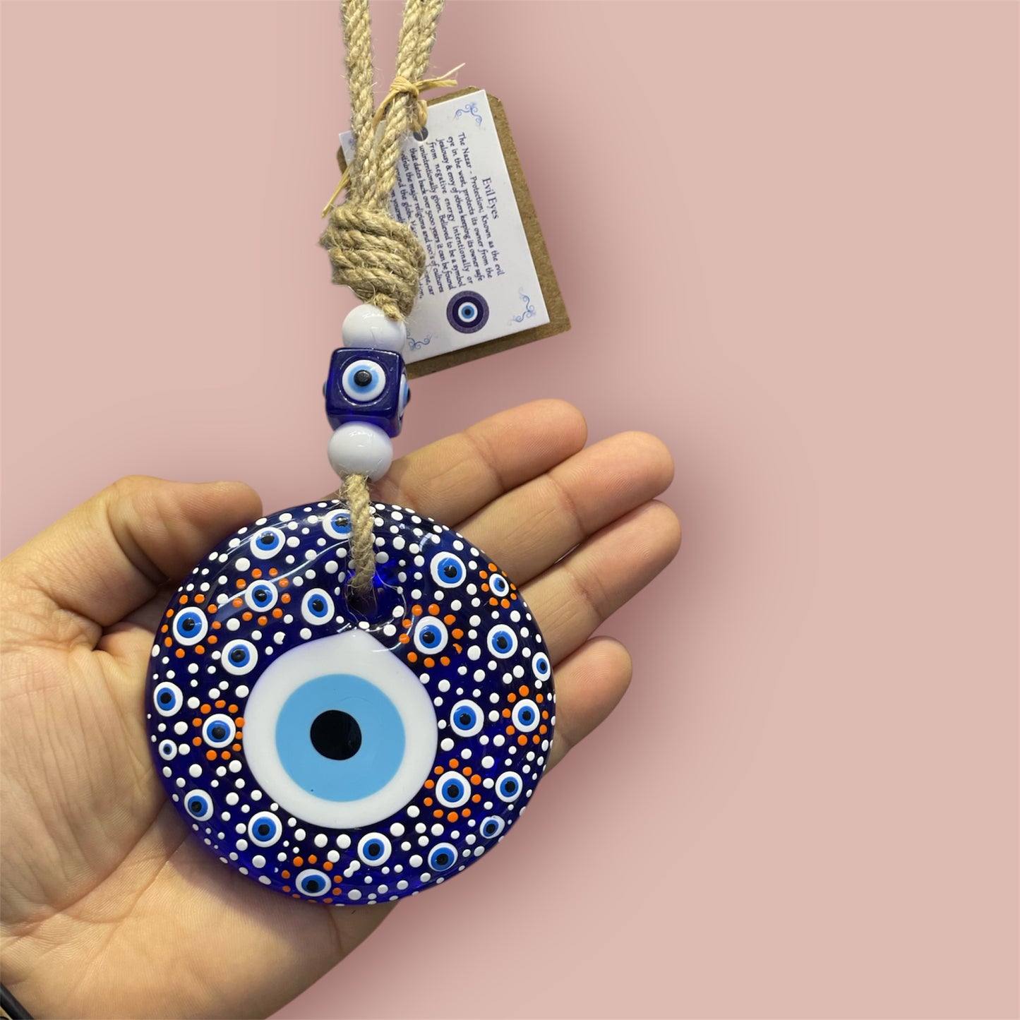 Hand - Painted Greek Eyes Wall Hanging,Home Decor,Unique Christmas Gifts Blue Eye Beads, New Home Gift